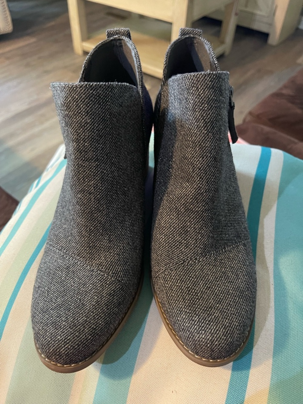 Toms Gray Textile Ankle Booties